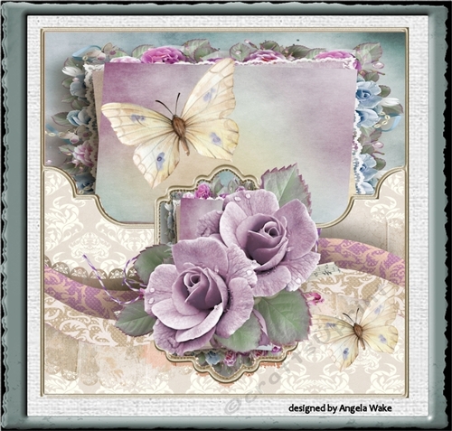 Lilac rose and butterfly 7x7