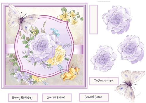 Buttercup and lilac rose 7x7