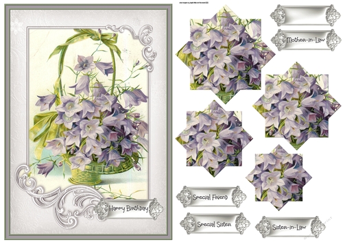 Basket of purple flowers A5