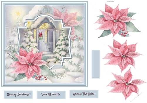 Christmas door and poinsettia 7x7