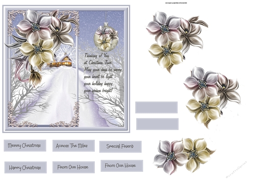 Winter flowers and bauble 6x6