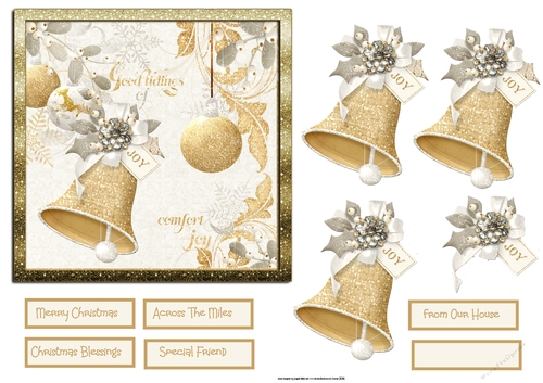 Gold Christmas bell 6x6