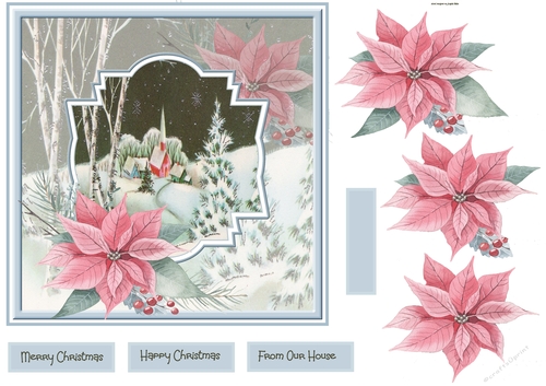 Church and poinsettia 7x7