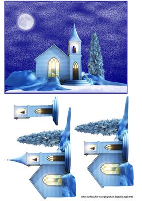 Country Church in the Moonlight