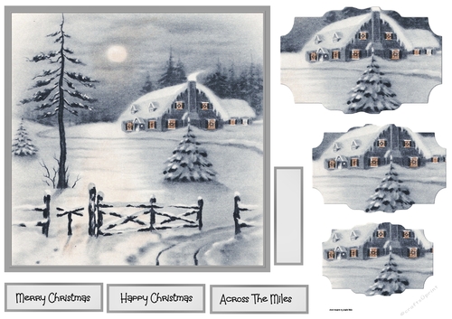 Moonlight Christmas scene 7x7