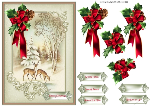 Reindeer and holly A5