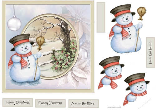 Snowman and holly hedge 7x7