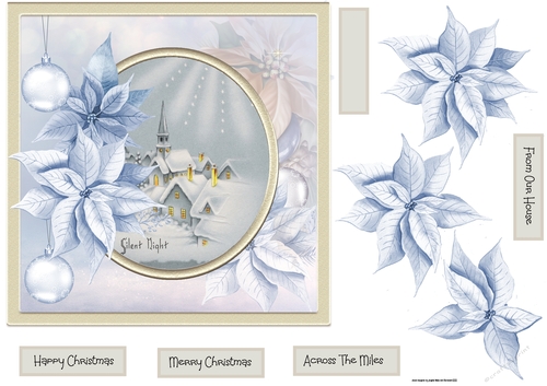 Silent night baubles and poinsettia 7x7