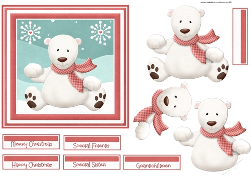 Polar bear and snowflake 6x6