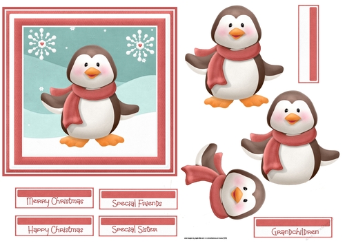Penguin and snowflake 6x6