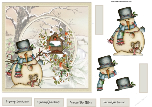 Snowman and robin 7x7