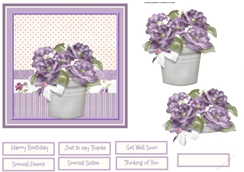 Pot of purple flowers 6x6