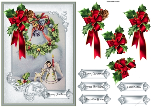 Wreath baubles and angel A5