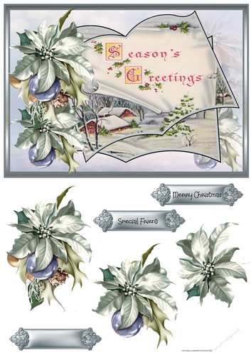 Winter scene and poinsettia A5