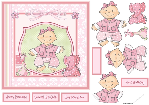 Baby girl first birthday 7x7