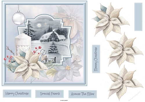 Candles and poinsettia 7x7