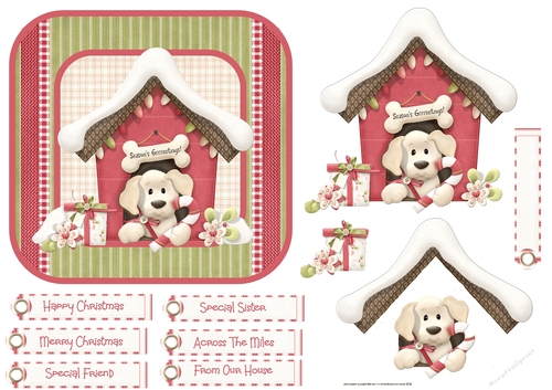 Puppy Christmas house 6x6
