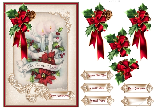 Christmas candles and poinsettia A5 