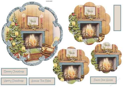 Christmas fireplace shaped card
