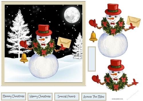 Holly bell snowman 7x7