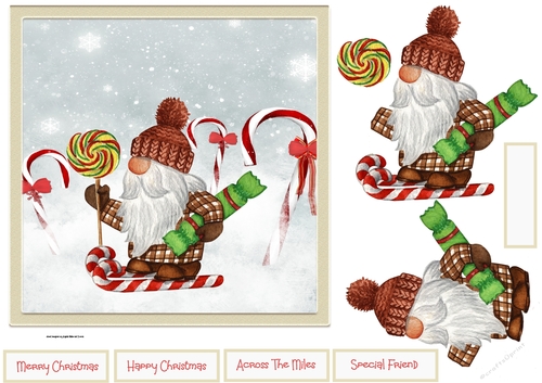 Gnome coming home for Christmas 7x7