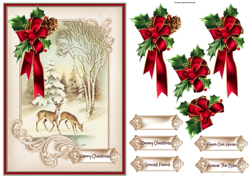 Reindeer at the water hole A5 card