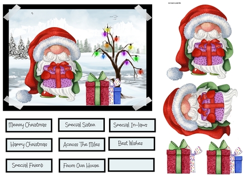Santa gnome with gifts 7x7