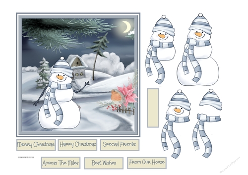Snowman and robin 6x6