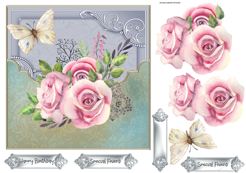 Vintage rose and butterfly 7x