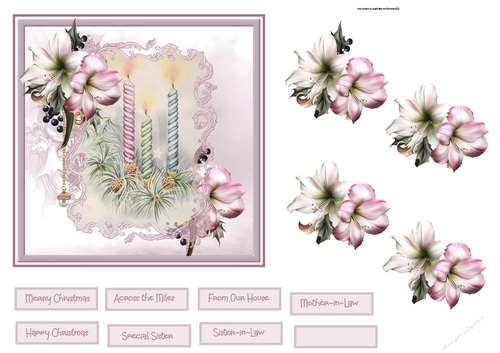 Candles and flower 6x6 card