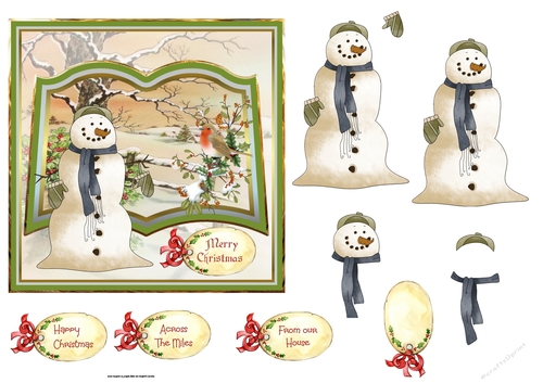 Snowman and robin 6x6