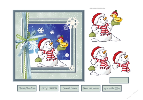 Snowman and duck 6x6