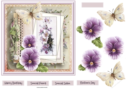 Pansy and butterfly 7x7