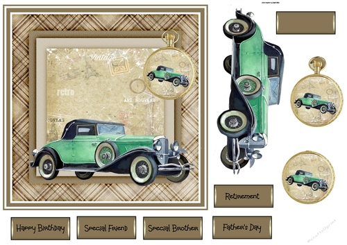 Green vintage car 7x7