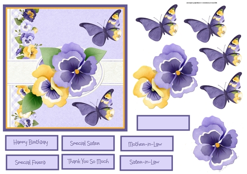 Pansy and butterfly 6x6