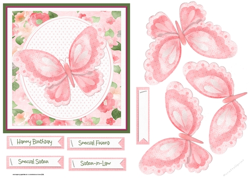 Pink butterfly 6x6