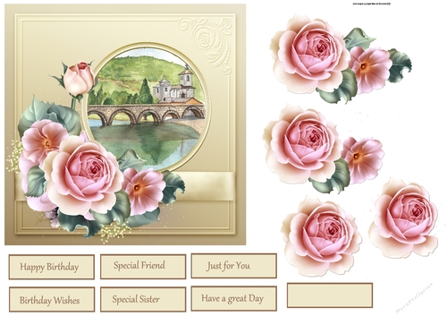 River view and roses 6x6