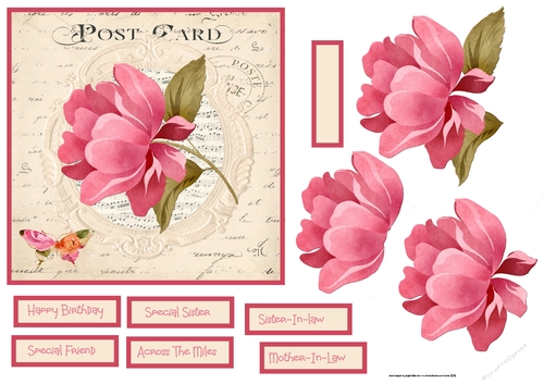 Rose sent with love 6x6