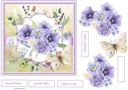 Lilac blooms and butterfly 7x7
