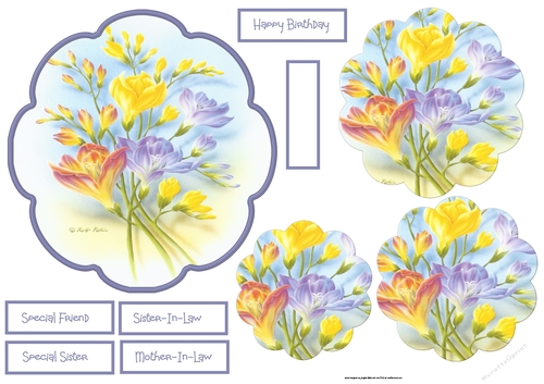 Freesias shaped topper 6x6