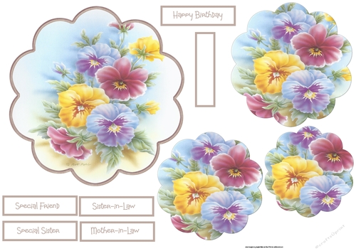 Pansies 6x6 topper