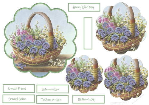 Basket of flowers topper 6x6