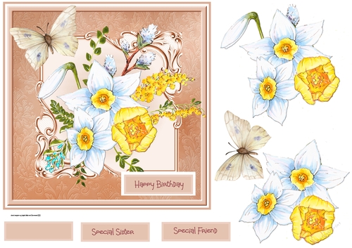 Daffodils and butterfly 7x7