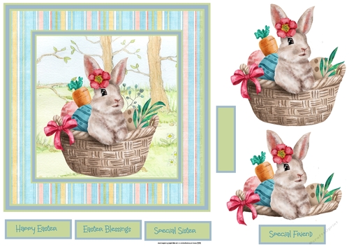 Easter rabbit in a basket 7x7