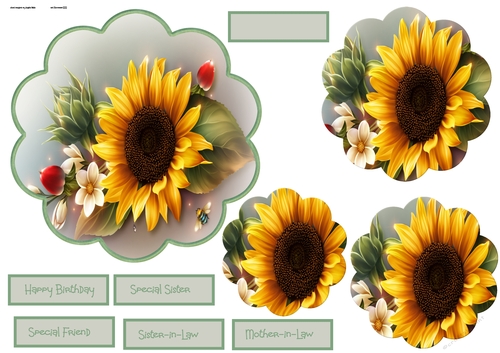 Sunflower scallop shaped 6x6