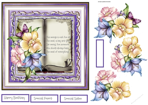 Rose and butterfly book style 7x7
