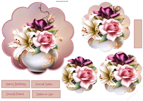 Vase of roses 6x6 scallop