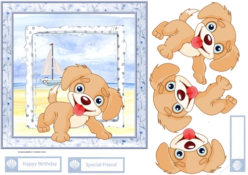 puppy on the beach 7x7