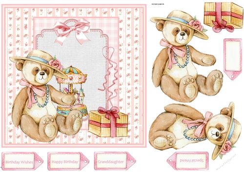 Vintage girl bear 7x7