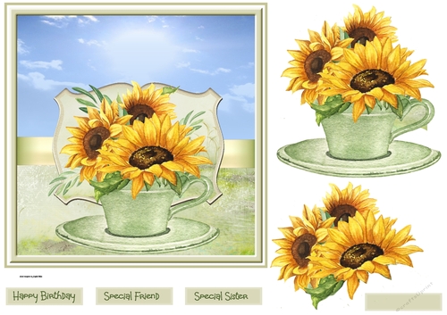 Cup full of sunflowers 7x7